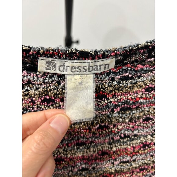 Dressbarn Multicolor Red Black Gray Tweed Sleeveless Top - Picture 5 of 7